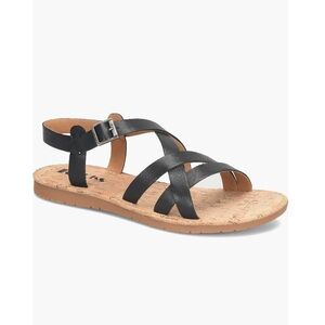 KORKS Jerrick Faux Leather Sandals Black Straps & Tan Sole Women’s Size 11